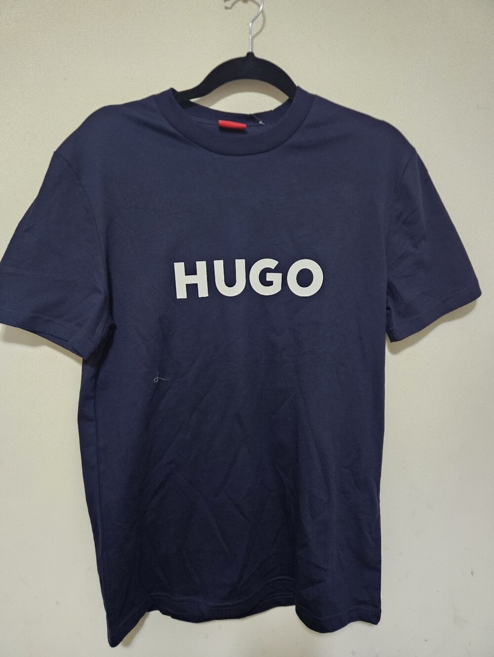 HUGO Navy Short Sleeve Logo Tee with White Print